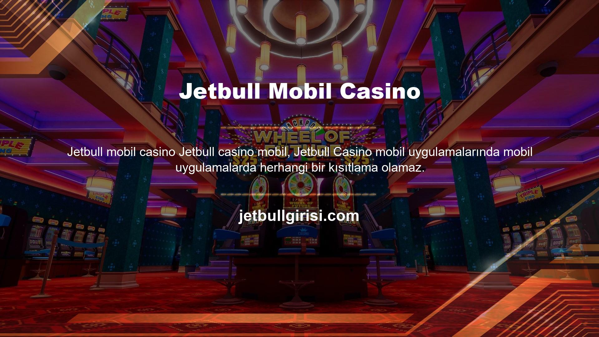Mevcut tüm farklı oyun türlerine erişiminiz varsa, mobil cihazınızda Jetbull Casino oynayabilirsiniz